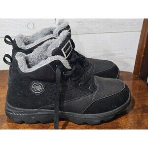 Outdoors Womens Faux Fur Plush Lined Lace-Up Black/Grey Snow Ankle Boots US 10.5